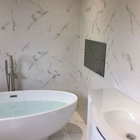 bathroom tiles and bath