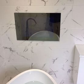 mirror and bathroom tiles 
